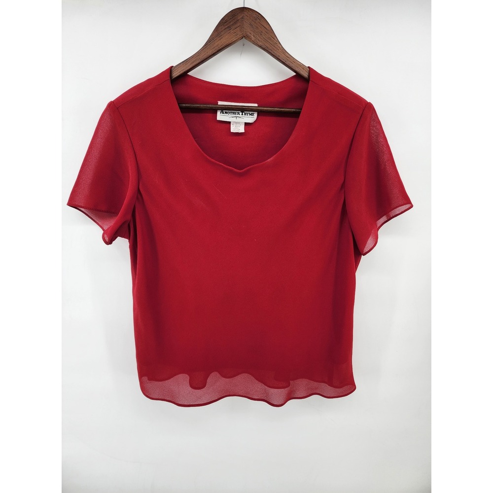 Another Thyme Red Short Sleeve Chiffon Layered Blouse Plus Size 20P Vintage
